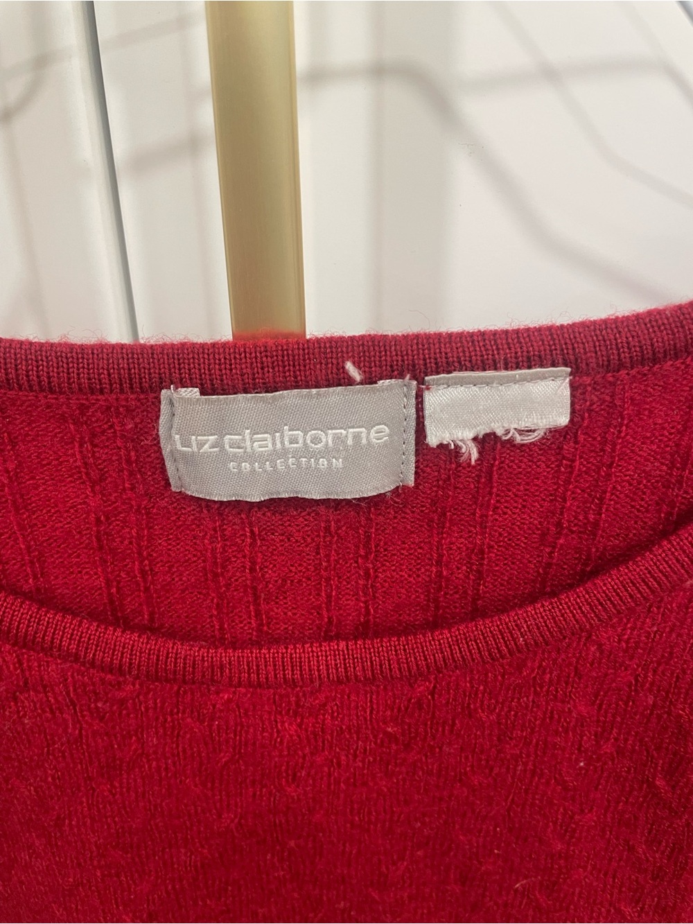 Liz Claiborne Deep Red Short Sleeve Knit Top - Picture 2 of 3